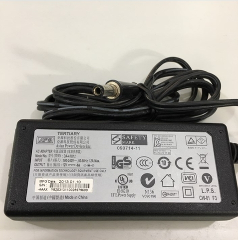 Adapter 12V 4A 48W APD Asian Power Devices DA-48Q12 Connect Size 5.5mm x 2.5mm