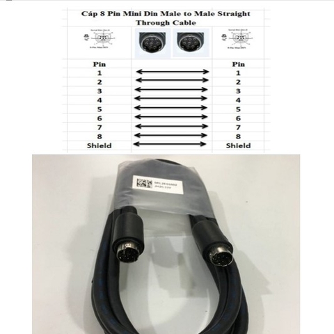 Cáp Lập Trình FX-20P-CADP Cable Mini Din 8Pin to Mini Din 8Pin Straight Through For Mitsubishi PLC FX0/FX2n/FX1n Black Length 1.8M