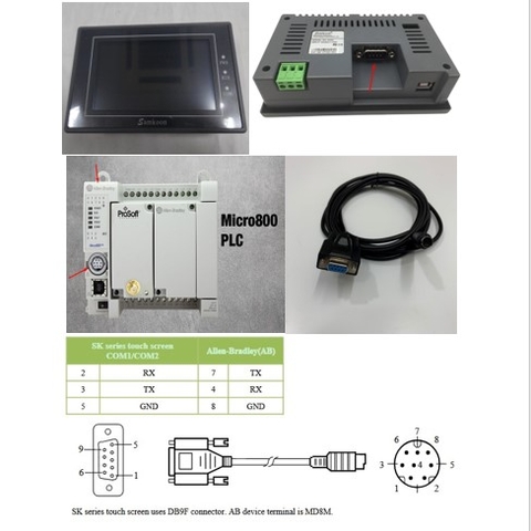 Cáp Kết Nối Màn Hình HMI Samkoon SK Series Với PLC Allen-Bradley Series MD8M Cable RS232 Mini Din 8 Pin to DB9 Female Dài 3M Có Chống Nhiễu Shielded