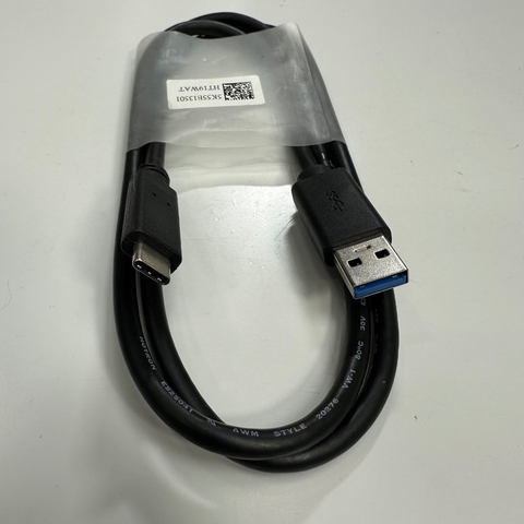 Cáp 1M 3.3ft Dell HHNWR-HTN1 USB 3.1 Type-C Male to USB 3.0 Male Shielded Cable E525041 AWM 20276 80°C 30V VW-1 HOTRON For Industrial Camera, PLC/HMI Type-C Plug Power and Data Transfer 5Gbit/s