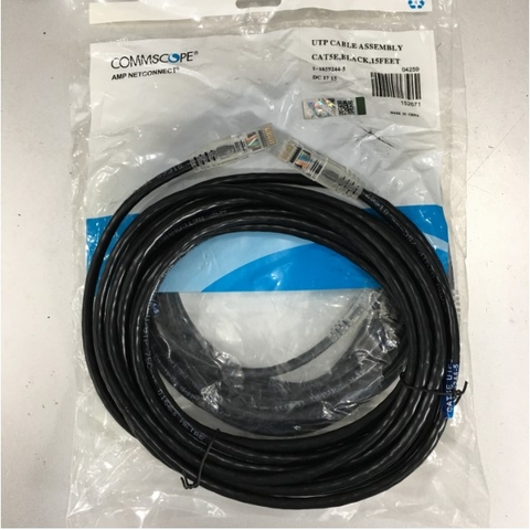 Dây Nhẩy COMMSCOPE AMP 1-1859244-5 CAT 5E UTP PVC CM Ethernet Network Patch Straight Through Cable Black Length 5M