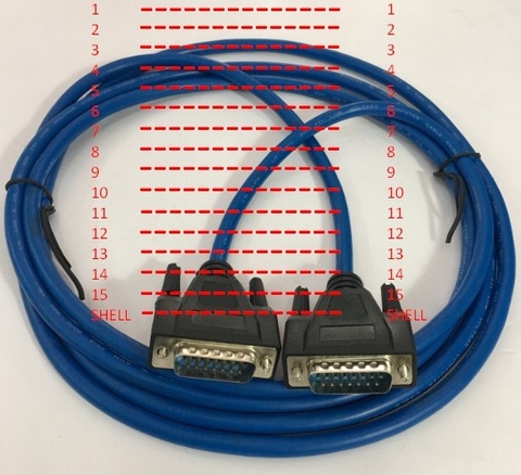 Cáp RS232C D-SUB 15 Chân Hai Hàng Dương DB15 Male to DB15 Male 2 Row 15Pin 28AWG Multi-Core Cable Blue Length 2.5M