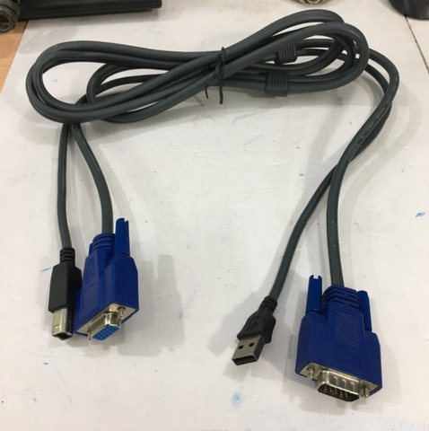 Cáp Điều Khiển KVM Switch Cable 15 Pin VGA Male to Female USB A/B Cable Cord For Aten Belkin TrippLite IOGear KVM Switch Black Length 2M