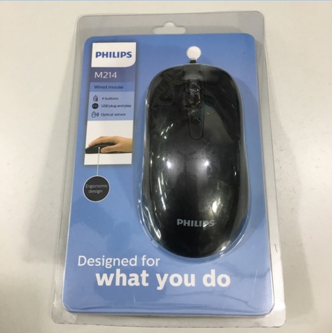 Chuột Máy Tính PHILIPS M214 Black Cổng USB Mouse