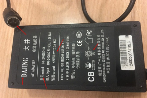 Adapter 24V 2.5A 60W Original DAJING DJ-240250-SA Connector Size 3Pin 10mm Mini din