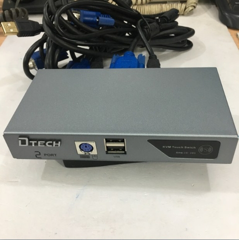 Bộ Chuyển KVM Switch 2 Port VGA USB and PS2 Chính Hãng DTECH DT-8021