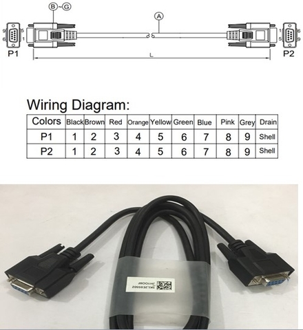 Cáp Điều Khiển RS-232C 6232-9F9F-03E Straight Through Cable DB9 Female to DB9 Female Cable PVC Black Length 0.9M For AGV Key Cart Toyota Material Handling