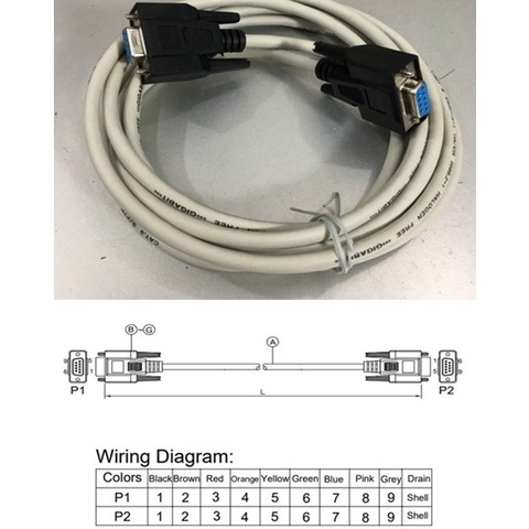 Cáp Điều Khiển RS-232C 6232-9F9F-10E Straight Through Cable DB9 Female to DB9 Female Cable PVC Gray Length 3M For AGV Key Cart Toyota Material Handling