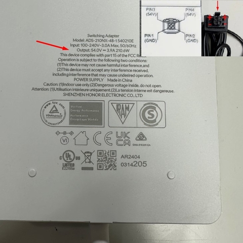 Adapter 54V 3.9A 210W SHENZHEN IEC C14 Plug Connector Tip Size Molex 4 Pin Pitch 3.0mm For Switch HPE Aruba PoE+ DoE J9774A J9780A J9982A Power Supply