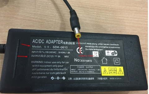 Adapter SDK-0610 12V 8A For Monitor and Router Connector Size 5.5mm x 2.5mm