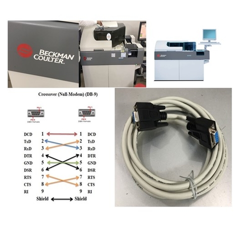 Cáp Kết Nối Máy Xét Nghiệm Sinh Hóa Tự Động BECKMAN COULTER AU-480 Với Máy Tính DATA Link RS232 Communication Crossover Null-Modem Serial RS232 DB9 Female to DB9 Female Colour Grey Length 5M
