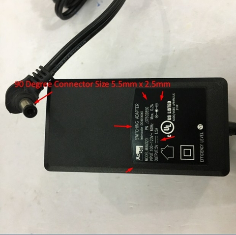 Adapter AC to DC 5V 1.5A 7.5W ACBEL WAA020 Switching Power Supply 90 Degree Connector Size 5.5mm x 2.5mm