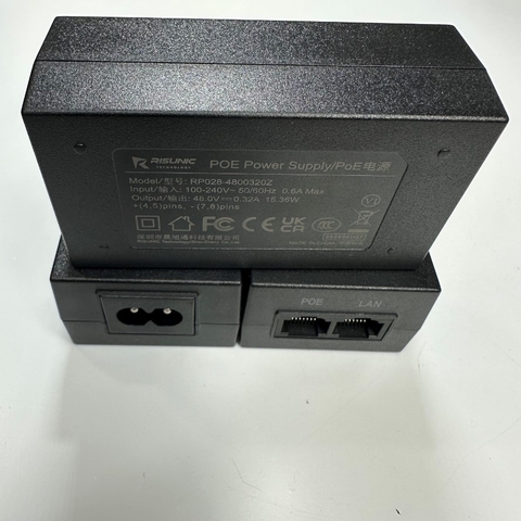 Adapter PoE 48V 0.32A 15.36W RISUNIC RP028-4800320Z POE 10/100Mbps Power Supply IEEE 802.11 a/n/ac For Wireless Wi-Fi, Camera PoE