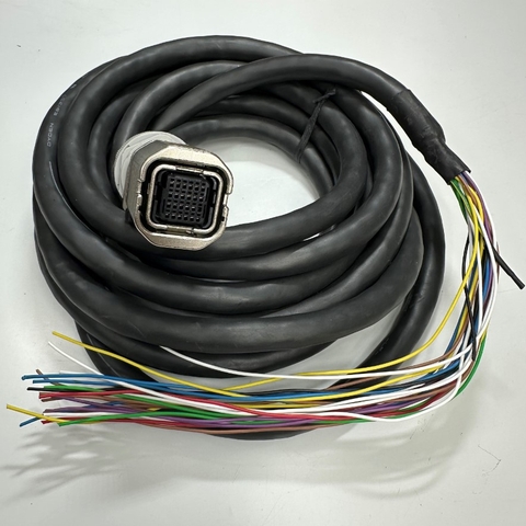 Cáp 4.5M 15ft Connector SANKEI FCI ECU 24 Pin Female to 24 Core Cable DYDEN E91337 AWM 2464 300V   80°C VW-1 24x0.3mm² Black OD 13mm For Industrial Robot Cable, CNC Machines, Servo Motor Signal and Power