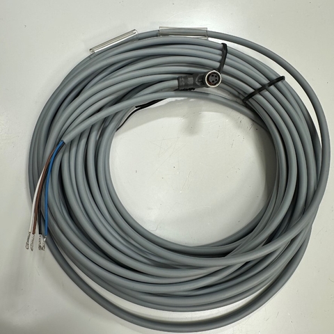 Cáp 10M 33ft ELCO CO8.4-10/P Cable Connector Right Angled M8 A-Code 4 Pin Female to 4 Core Open End 24AWG 4x0.25mm² Gray OD 4.6mm For I/O Industrial Power Cable
