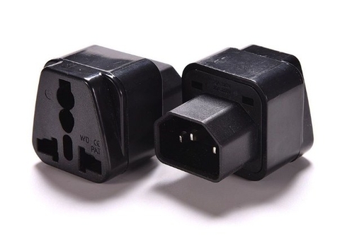 Bộ Chuyển Đổi Phích Cắm Điện PDU UPS IEC C14 Male To Universal Female For AC Power Cord AU US UK EU JIS 125V 15A 250V 10A 3000W Black Adapter Converter