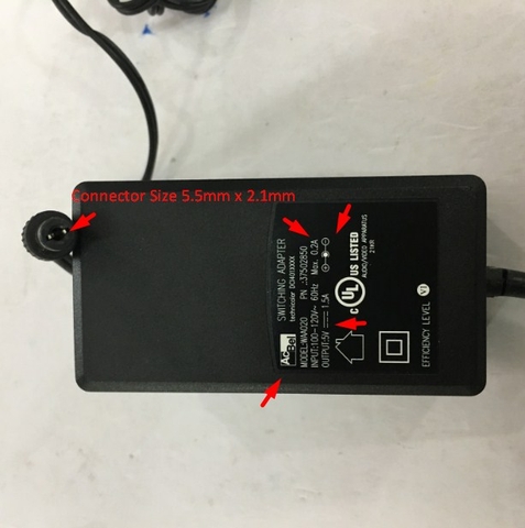 Adapter AC to DC 5V 1.5A 7.5W ACBEL WAA020 Switching Power Supply Connector Size 5.5mm x 2.1mm