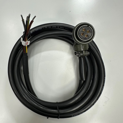 Cáp 5M 17ft OEM Thay Thế JZSP-CVMCA12-05-E Yaskawa SGMGV Series 1.3kW Đến 1.8kW Servo Motor Power Cable Connector YONGJIN 18-10S 4 Pin Female to 4 Core Open End