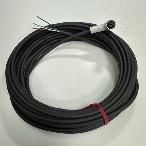 Cáp 10M 33ft Keyence OP-87641 Cable Connector Right Angled M12 4 Pin A-Code Female to 4 Core Open End 4x0.34mm² Black OD 5.0mm For Sensor I/O Industrial Power Cable