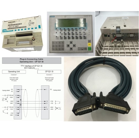 Cáp Lập Trình SIEMENS 6XV1440-2G TD/OP Connecting Cable For Connecting Between Terminal Device/Operator Panel & Siemens CP 521 SI Serial PLC Length 3M