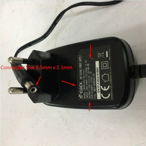 Adapter Original CLICK 12V 1A 12W CPS012D120100V Connector Size 5.5mm x 2.1mm