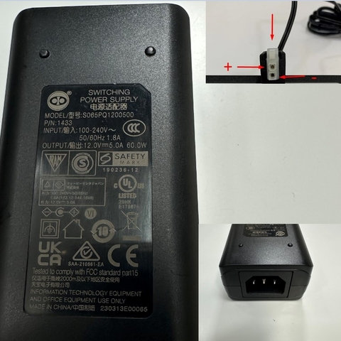 Adapter 12V 5A 60W Tenpao OEM Thay Thế 12V 3A 36W FSP036-RAB IEC C14 Plug DC Connector Tip Size Molex 2 Pin For Fortinet FortiGate FG-40F/FG60F/70F/80F Power Supply