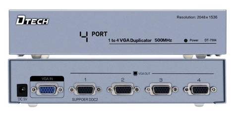 Bộ Chia VGA Video Splitter 1 to 4 DTECH 250MHZ Model DT-7254