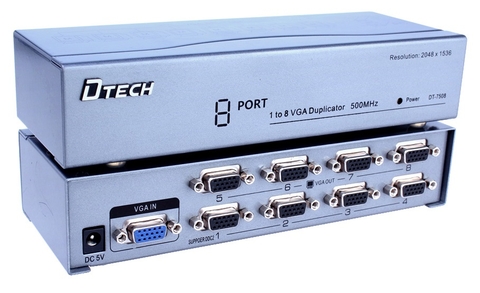 Bộ Chia VGA Video Splitter 1 To 8 DTECH 250MHZ Model DT-7258