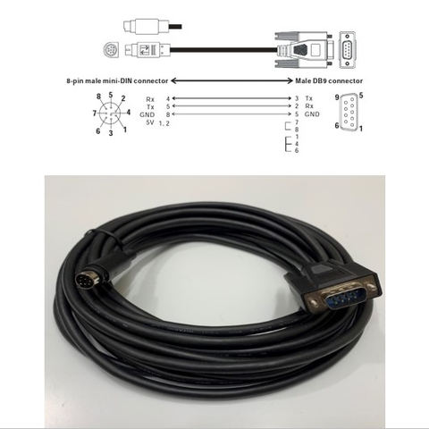 Cáp Lập Trình DOP-DVP UC-MS050-06A 17ft Dài 5M Delta DOP Touch screen to DVP series PLC Programming Cable RS232 MD8M to DB9 Male Có Chống Nhiễu Shielded