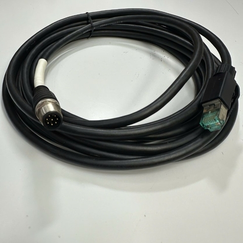 Cáp 5M 17ft SC2600/2900-5 Network Cable M12 A-Code 8 Pin Male to RJ45 For Cognex Industrial Barcode Camera Reader