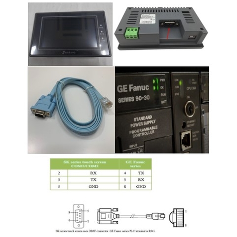 Cáp Lập Trình Kết Nối Màn Hình HMI Samkoon SK Series Với PLC GE Fanuc Series Terminal is RJ45 Connection Cable Cisco Flat RS232 RJ45 to DB9 Female Dài 1.8M