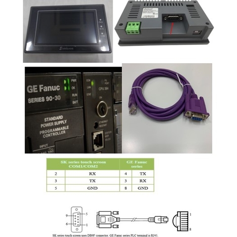 Cáp Lập Trình Kết Nối Màn Hình HMI Samkoon SK Series Với PLC GE Fanuc Series Terminal is RJ45 Connection Cable RS232 RJ45 to DB9 Female Dài 2M