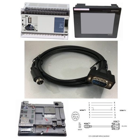 Cáp Lâp Trình GT01-C30R4-8P Cable RS-422 Dài 1.8M Mini Din 8 Pin to DB9 Male For HMI Mitsubishi GOT1000, GOT12, GOT14, GOT15 Series Với PLC Mitsubishi FX Series