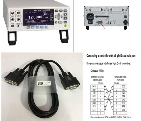 Cáp Máy Đo Điện Trở Hioki 9637 RS-232C Cable DB9 Female to DB9 Female Black For Hioki RM3545 RM3545-01 RM3545-02 Length 1.8M