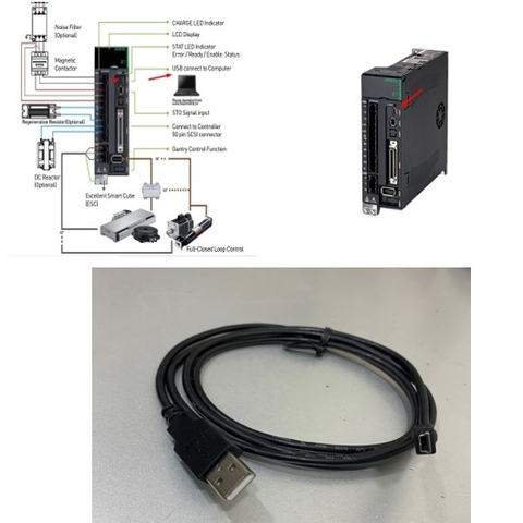Cáp Điều Khiển 051700800366 Mini USB Communication Cable 1.3M For HIWIN E1 Series Servo Drive Với Máy Tính