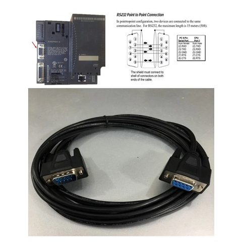 Cáp Lập Trình IC200CBL001 RS232 Programming Cable 3M For GE Fanuc SNP VersaMax PLC to Computer