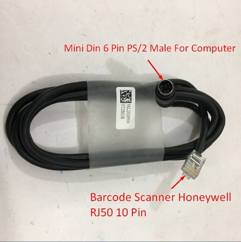 Cáp Honeywell 42206132-02E For Máy Quét Mã Vạch Barcode Scanner 2D Honeywell Xenon 1900GSR-2 Mini Din 6 Pin PS2 Male to RJ50 10 Pin Male Black Length 1.8M