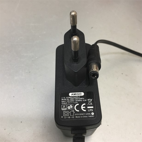 Adapter 5V 1.2A AMIGO AMS1-0501200FV Power Supply Connector Size 5.5mm x 2.1mm