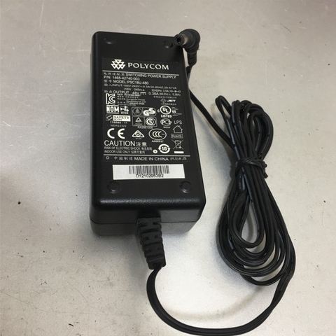 Adapter 48V 0.38A Polycom 1465-42740-003 For Polycom VVX 400 Series Phones Connector Size 5.5mm x 2.1mm