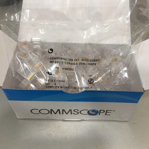 Đầu Bấm Mạng MODULAR PLUG RJ45 8P/8C UTP CAT5E COMMSCOPE 6-554720-3 MP-88U-F-1 QTY 100 Pcs