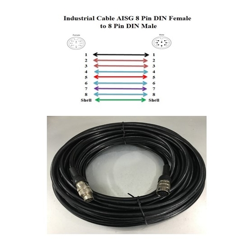 Cáp Điều Khiển Công Nghiệp Industrial Cable AISG 8 Pin DIN Female to 8 Pin DIN Male Length 20M
