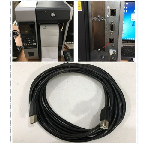 Cáp Máy In Tem Nhãn Công Nghiệp Zebra ZT610 Label Printer Revision USB 2.0 Type A-B Printer Cable 28AWG Black Length 3M
