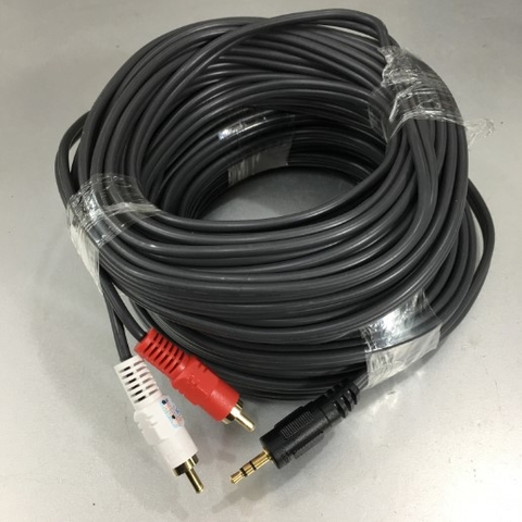 Cáp Tín Hiệu Âm Thanh Phòng Họp Hội Trường Audio Cable 3.5mm Male to 2x RCA Male Chĩnh Hãng DTECH Black Length 20M