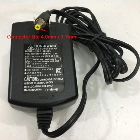Adapter 5V 3.6A HON-KWANG For Webcam Và Thiết Bị Thu Âm LOGITECH BCC950 V-U0029 Connector Size 4.0mm x 1.7mm