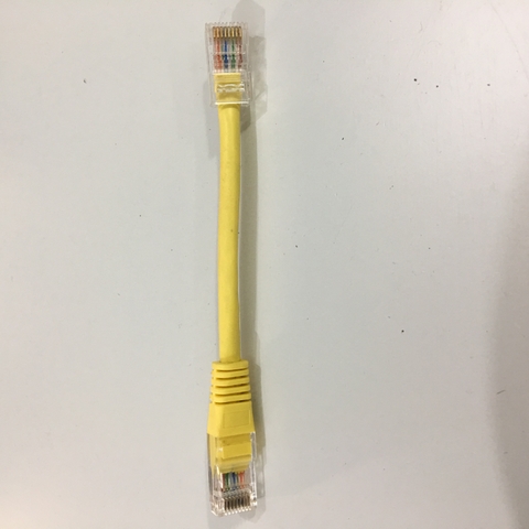 Dây Nhẩy Cat5e UTP PVC CM Ethernet Network Patch Straight Through Cable Yellow Length 13Cm