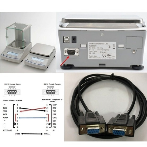 Cáp Kết Nối Cân Điện Tử Với PC Và Đọc Các Giá Trị Trọng Lượng Trực Tiếp Vào Excel For VIBRA SHINKO DENSHI Balance Cable RS232C DB9 Female to DB9 Female Length 1.5M