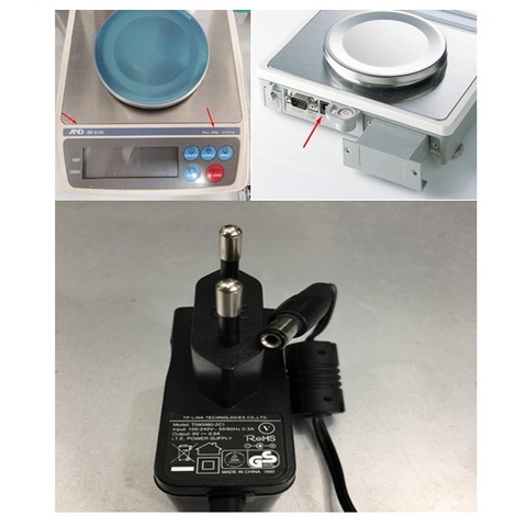 Adapter 9V 0.6A + ---C--- For Cân Điện Tử A&D Weighing EK610i Digital Scale Connector Size 5.5mm x 2.1mm