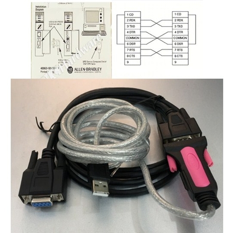 Bộ Combo Cáp Lập Trình 1747-CP3 And 1756-CP3 Allen Bradley AB SLC 5/03 5/04 5/05 Series PLC Programming Cable For SLC500 And Micrologix1400 Và USB to RS232 Z-TEK ZE533A