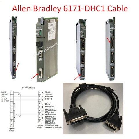 Cáp Lập Trình Allen Bradley 6171-DHC1 RS232C Cable DB15 Male 2 Row 15 Pin to DB25 Male Length 1.8M