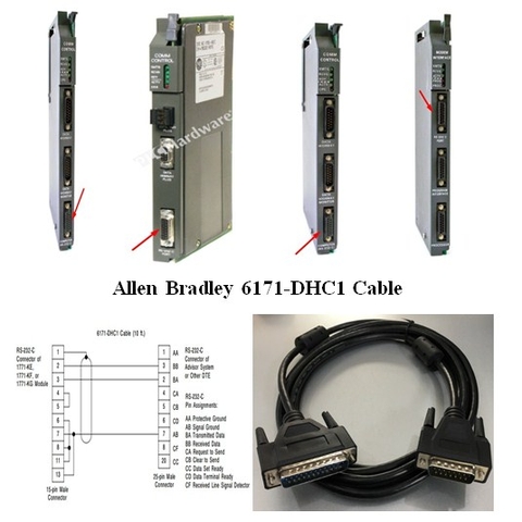 Cáp Lập Trình Allen Bradley 6171-DHC1 RS232C Cable DB15 Male 2 Row 15 Pin to DB25 Male Length 3M